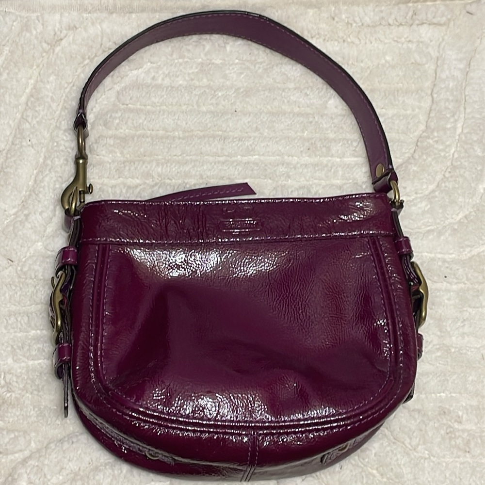 Coach purse purple patent leather